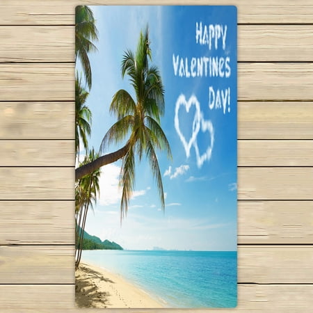 ABPHQTO Valentines Day Tropical Beach Coconut Palm Trees Towels,Beach Bath Pool Sprot Travel Hand Spa Towel 30x56 Inch