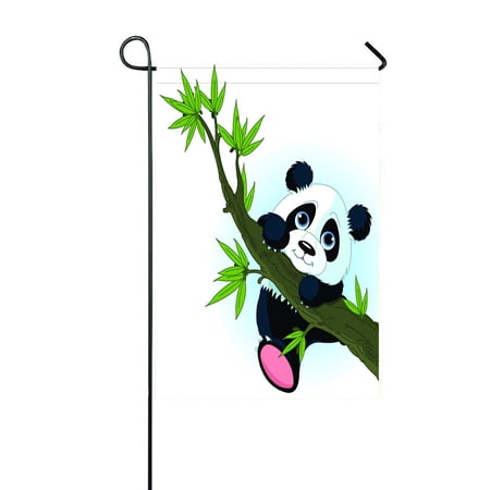 ABPHQTO Very Cute Giant Panda Climbing Tree Home Outdoor Garden Flag House Banner Size 12x18 Inch