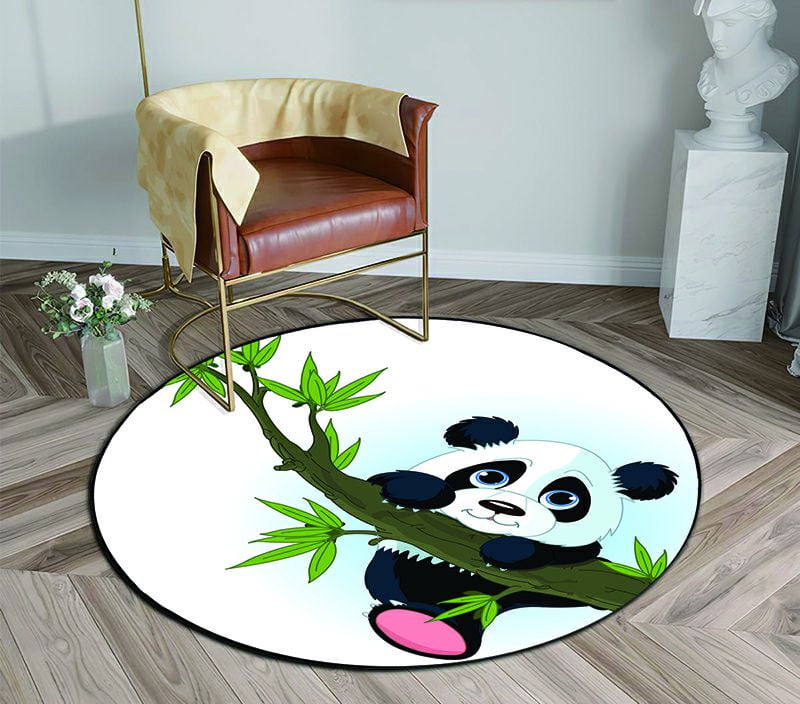 ABPHQTO Very Cute Giant Panda Climbing Tree Round Area Rugs Diameter 5 ...