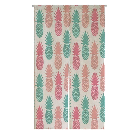 ABPHQTO Vintage Cartoon Colorful Pineapple Japanese Noren Curtain Doorway Door Window Treatment Curtains Cotton Linen Curtain 85x150 cm