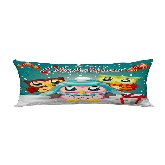 ABPHQTO Vintage Christmas Poster Owl Character Body Pillow Covers Pillow Case Protector Pillowcase 20x60 Inch