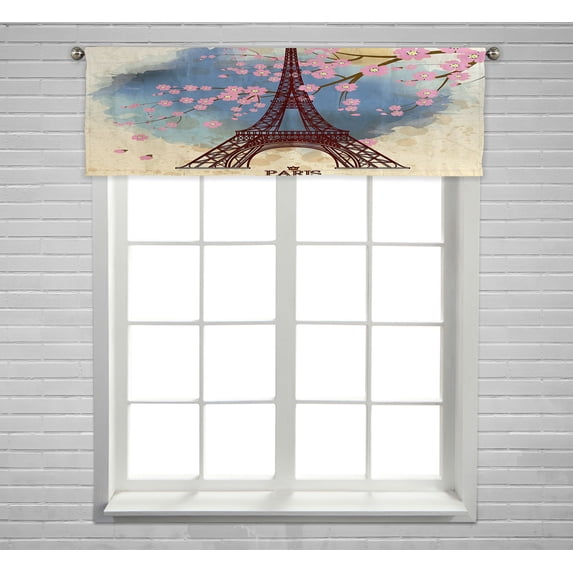 ABPHQTO Vintage Of Eiffel Tower Window Curtain Valance Rod Pocke 54x18 Inch