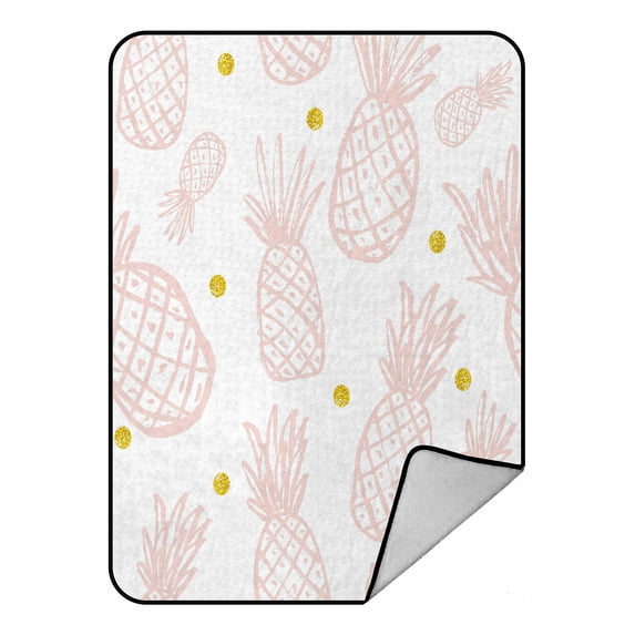 ABPHQTO Vintage Pineapple Rose Quartz Modern Color Fleece Blanket Fleece Back Throw Blanket 58x80 inch