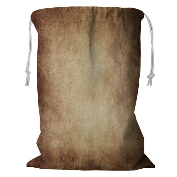 ABPHQTO Vintage Tan Brown Parchment Paper Storage Basket Laundry Bag with Drawstring 18x24 Inch