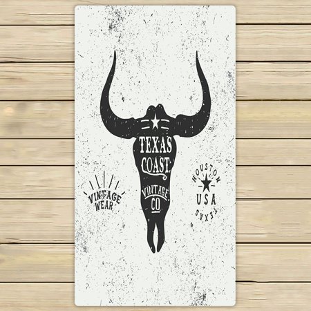 ABPHQTO Vintage Trademark Bull Head Texas Coast Silhouette Face Towels,Beach Bath Pool Sprot Travel Hand Spa Towel 30x56 Inch