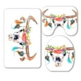 thumbnail image 1 of ABPHQTO Watercolor Bull Skull Flowers Feathers 3 Piece Bathroom Rugs Set Bath Rug Contour Mat and Toilet Lid Cover, 1 of 1