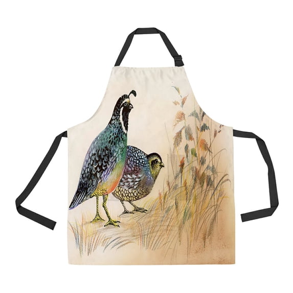 ABPHQTO Watercolor Common Quails Apron Home Kitchen Apron with Pockets