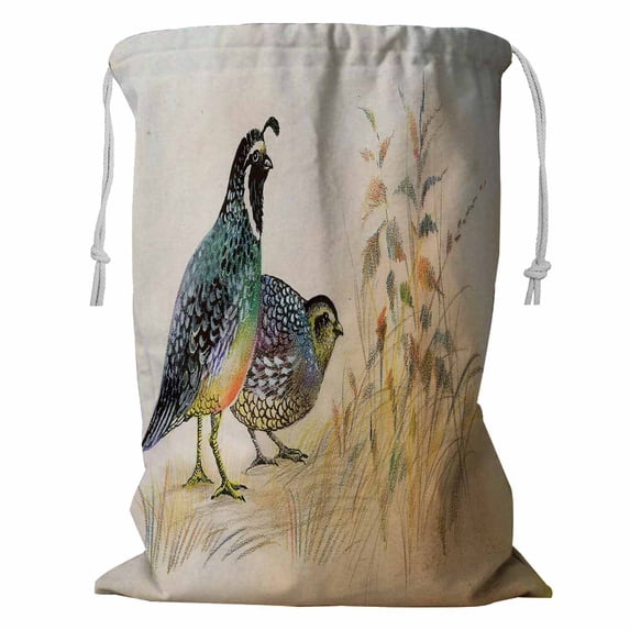 ABPHQTO Watercolor Common Quails Storage Basket Laundry Bag with Drawstring 18x24 Inch