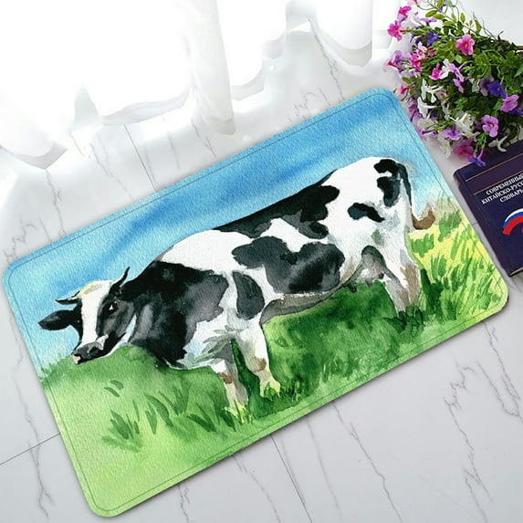 ABPHQTO Watercolor Drawing Cow Doormat Entrance Rug Area Rug Floor Mat Home Decor 30x18 Inch