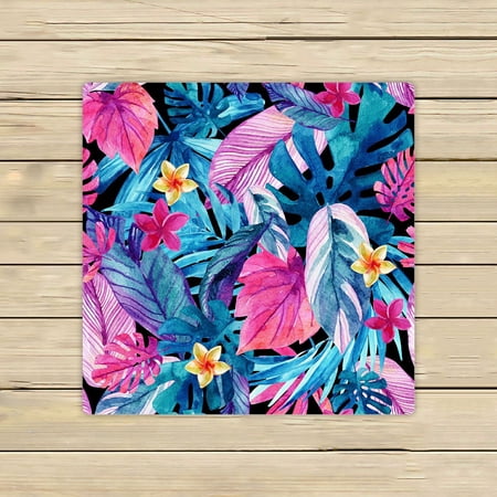 ABPHQTO Watercolor Exotic Leaves And Flowers Tropical Floral Towels Beach Bath Pool Sprot Travel Hand Spa Towel 13x13 Inch
