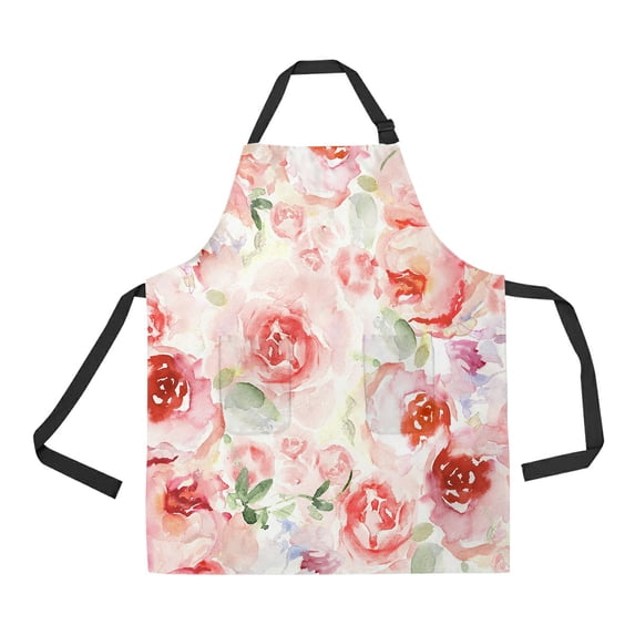 ABPHQTO Watercolor Flower Floral Apron Home Kitchen Apron with Pockets