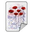 thumbnail image 1 of ABPHQTO Watercolor Poppies Fleece Blanket Fleece Back Throw Blanket 58x80 Inch, 1 of 1