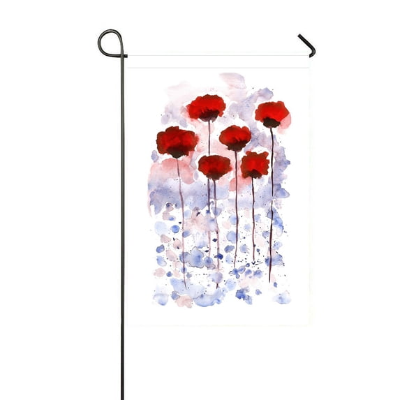 ABPHQTO Watercolor Poppies Home Outdoor Garden Flag House Banner Size 12x18 Inch