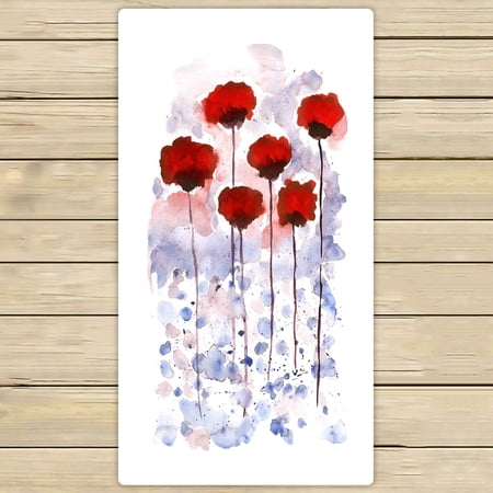 ABPHQTO Watercolor Poppies Towels Beach Bath Pool Sprot Travel Hand Spa Towel 30x56 Inch