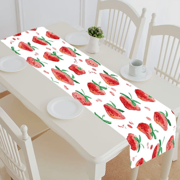 ABPHQTO Watercolor Strawberry Pattern Table Runner Placemat Tablecloth For Home Decor 16x72 Inch