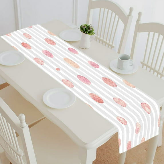 ABPHQTO Watercolor Stroke Pattern With Pink Glittering Textured Circles Table Runner Placemat Tablecloth For Home Decor 14x72 Inch