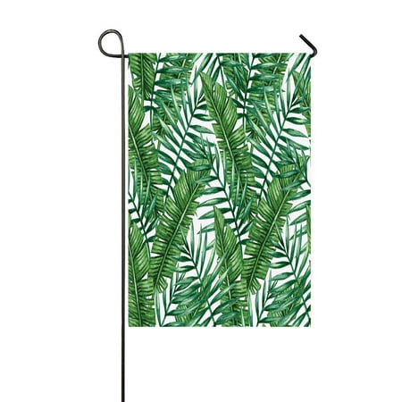ABPHQTO Watercolor Tropical Palm Leaves Home Outdoor Garden Flag House Banner Size 12x18 Inch