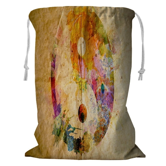 ABPHQTO Watercolor Yin Yang Symbol Storage Basket Laundry Bag with Drawstring 18x24 Inch
