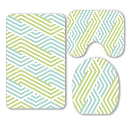 ABPHQTO Wave Stripe 3 Piece Bathroom Rugs Set Bath Rug Contour Mat and Toilet Lid Cover