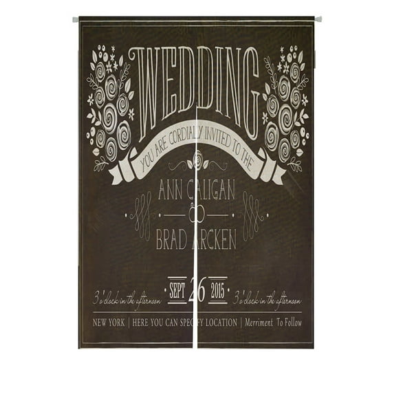 ABPHQTO Wedding Invitation Vintage Card Free Inf. Chalkboard Japanese Noren Curtain Doorway Door Window Treatment Curtains Cotton Linen Curtain 85x120 cm