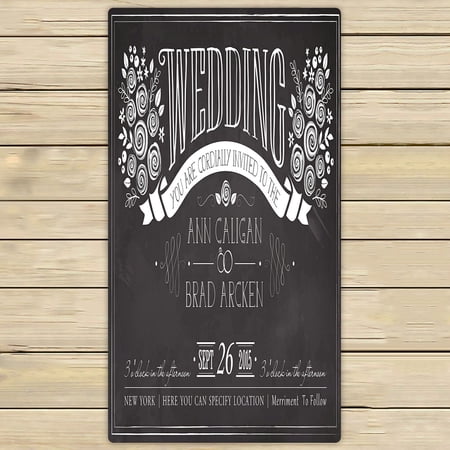 ABPHQTO Wedding Invitation Vintage Card Free Inf. Chalkboard Towels,Beach Bath Pool Sprot Travel Hand Spa Towel 30x56 Inch
