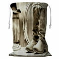 thumbnail image 1 of ABPHQTO West Cowboy Leather Rancher Boots Spurs Wood Barn Storage Basket Laundry Bag with Drawstring 18x24 Inch, 1 of 3