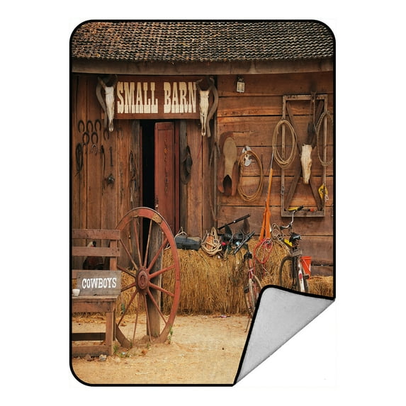ABPHQTO Western Style Cowboy Home Fleece Blanket Fleece Back Throw Blanket 58x80 Inch