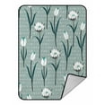 thumbnail image 1 of ABPHQTO White Blooming Tulip Flowers Summer Design Fleece Blanket Fleece Back Throw Blanket 58x80 Inch, 1 of 1