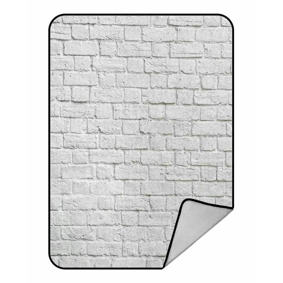 ABPHQTO White Brick Wall Fleece Blanket Fleece Back Throw Blanket 58x80 Inch