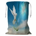 thumbnail image 1 of ABPHQTO White Dove Green Branch Pacification Sign Shape Flying Blue Sky Storage Basket Laundry Bag with Drawstring 18x24 Inch, 1 of 3