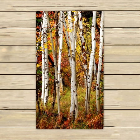 ABPHQTO White Fall Birch Trees With Autumn Leaves Towels,Beach Bath Pool Sprot Travel Hand Spa Towel 16x28 Inch