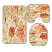 ABPHQTO White Orange Roses 3 Piece Bathroom Rugs Set Bath Rug Contour Mat and Toilet Lid Cover