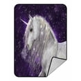 thumbnail image 1 of ABPHQTO White Unicorn With Falling Snow Fleece Blanket Fleece Back Throw Blanket 58x80 Inch, 1 of 1