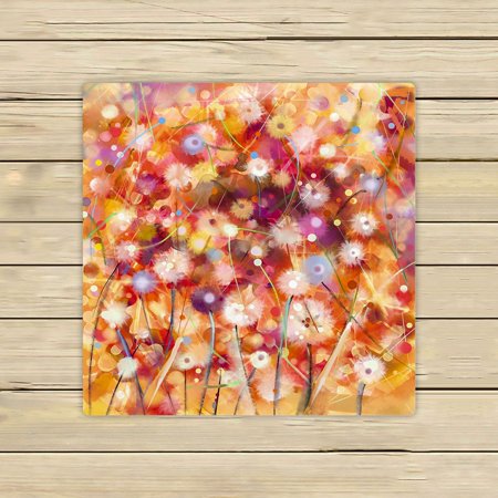 ABPHQTO White Yellow Red Flowers Yellow Brown Spring Towels,Beach Bath Pool Sprot Travel Hand Spa Towel 13x13 Inch