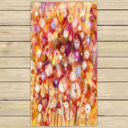 ABPHQTO White Yellow Red Flowers Yellow Brown Spring Towels,Beach Bath Pool Sprot Travel Hand Spa Towel 30x56 Inch