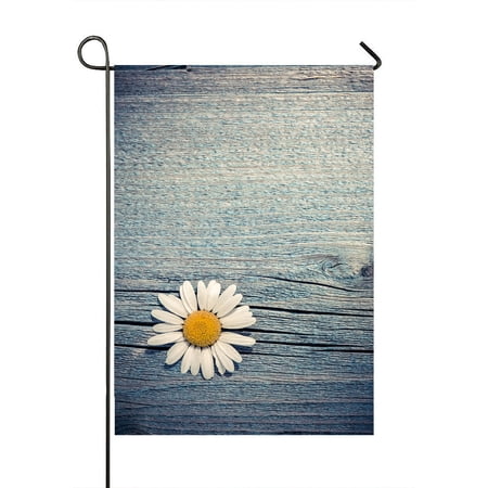 ABPHQTO Wild Chamomile Flower On Blue Wooden Floral Rural Home Outdoor Garden Flag House Banner Size 28x40 Inch