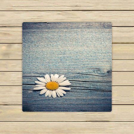 ABPHQTO Wild Chamomile Flower On Blue Wooden Floral Rural Towels,Beach Bath Pool Sprot Travel Hand Spa Towel 13x13 Inch