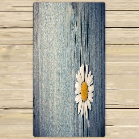 ABPHQTO Wild Chamomile Flower On Blue Wooden Floral Rural Towels,Beach Bath Pool Sprot Travel Hand Spa Towel 30x56 Inch