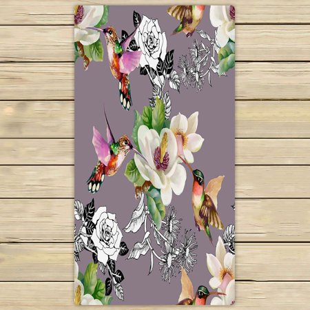 ABPHQTO Wild Exotic Birds On Branch Flowers Towels,Beach Bath Pool Sprot Travel Hand Spa Towel 30x56 Inch