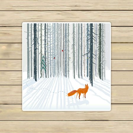 ABPHQTO Winter Forest Landscape With A Fox Towels,Beach Bath Pool Sprot Travel Hand Spa Towel 13x13 Inch