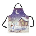 thumbnail image 1 of ABPHQTO Winter Landscape Christmas Scene Snowman House Apron Home Kitchen Apron with Pockets, 1 of 2