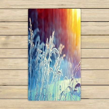 ABPHQTO Winter Scene Frozenned Flower Pine Forest And Sunset Towels,Beach Bath Pool Sprot Travel Hand Spa Towel 16x28 Inch