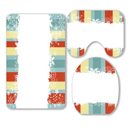 ABPHQTO Winter Snowflakes And Empty Place 3 Piece Bathroom Rugs Set Bath Rug Contour Mat and Toilet Lid Cover