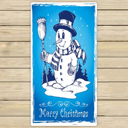 ABPHQTO Winter Snowman Towels,Beach Bath Pool Sprot Travel Hand Spa Towel 30x56 Inch