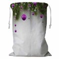 thumbnail image 1 of ABPHQTO Winter Spruce Twigs Purple Baubles Christmas Storage Basket Laundry Bag with Drawstring 18x24 Inch, 1 of 3