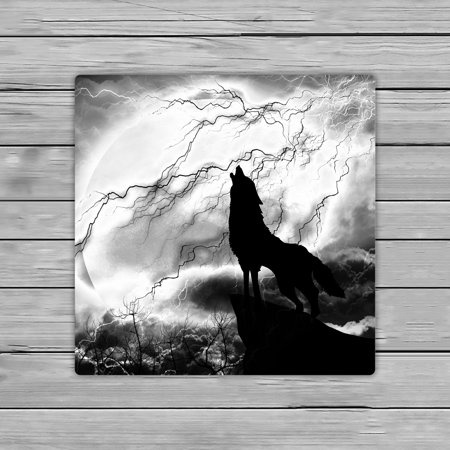 ABPHQTO Wolf In Silhouette Howling To Thunderstorm Towels,Beach Bath Pool Sprot Travel Hand Spa Towel 13x13 Inch
