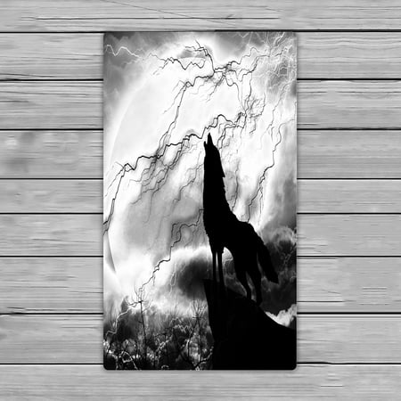 ABPHQTO Wolf In Silhouette Howling To Thunderstorm Towels,Beach Bath Pool Sprot Travel Hand Spa Towel 16x28 Inch