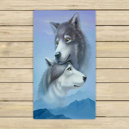 ABPHQTO Wolf Oil Painting Towels Beach Bath Pool Sprot Travel Hand Spa Towel 16x28 Inch