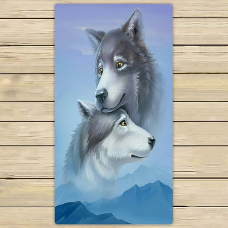 ABPHQTO Wolf Oil Painting Towels Beach Bath Pool Sprot Travel Hand Spa Towel 30x56 Inch