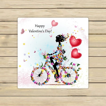 ABPHQTO Woman On Bicycle Valentines Towels Beach Bath Pool Sprot Travel Hand Spa Towel 13x13 Inch